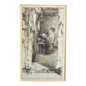 Mid 19th Century James Abbot Whistler Original Etching Rag Gatherers
