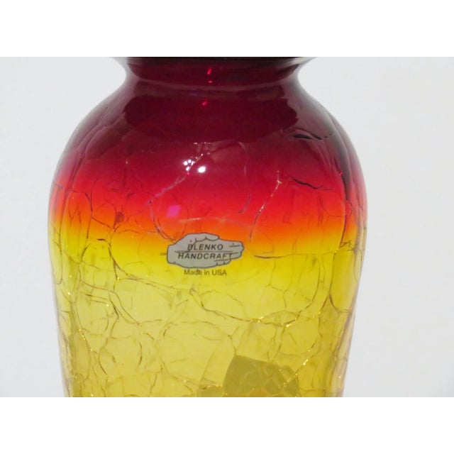 Mid-Century Modern Mid 20th Century Blenko Crackle Glass Amberina Vase For Sale - Image 3 of 6