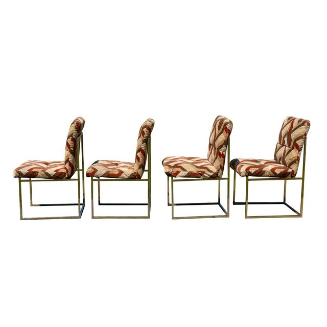 Metal 1970s Cal-Style Thin Line Metal Dining or Game Chairs, Set of Four After Milo Baughman For Sale - Image 7 of 12