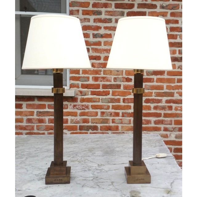 Vintage Bronze Table Lamps by Jean Charles, 1970s, Set of 2 For Sale - Image 6 of 10