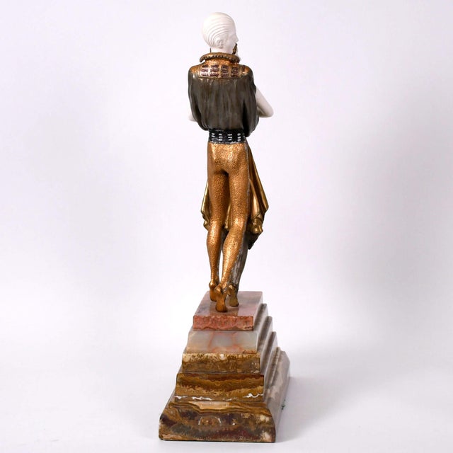 Elegant Dancing Couple Sculpture on Polished Marble Base – Classic Figural Art Statue For Sale - Image 4 of 14