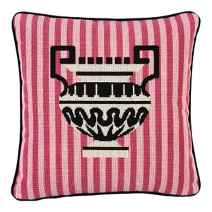 Schumacher Clermont Epingle 16" Pillow in Pink