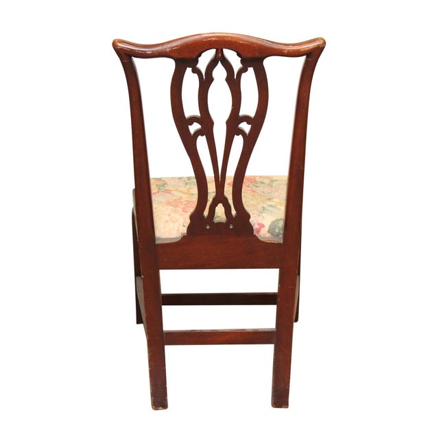 Mid 20th Century Wood Frame Floral Seat Chair For Sale - Image 13 of 15
