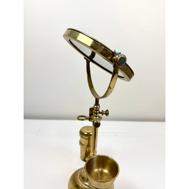 Mid 20th Century Antique Brass Shaving Mirror For Sale - Image 5 of 13