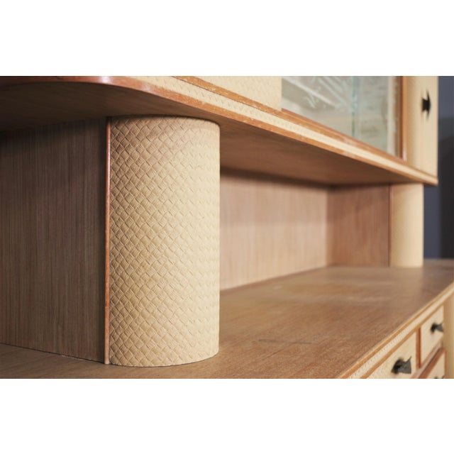 Tan Highboards in Honeycombed Beech, 1950s, Set of 2 For Sale - Image 8 of 18