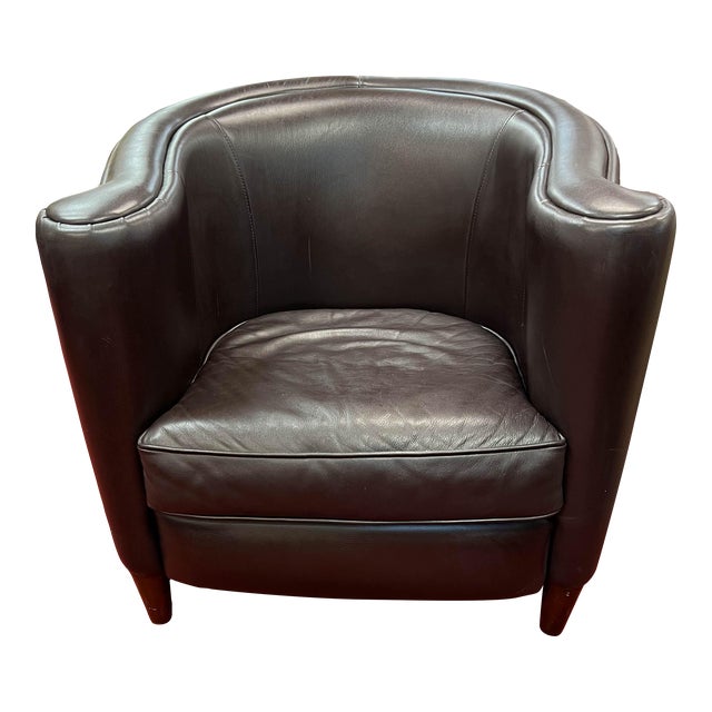Vintage Brown Leather Tub Chair Chairish