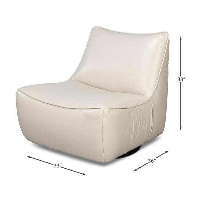 White Leather Swivel Slipper Chair For Sale - Image 12 of 12