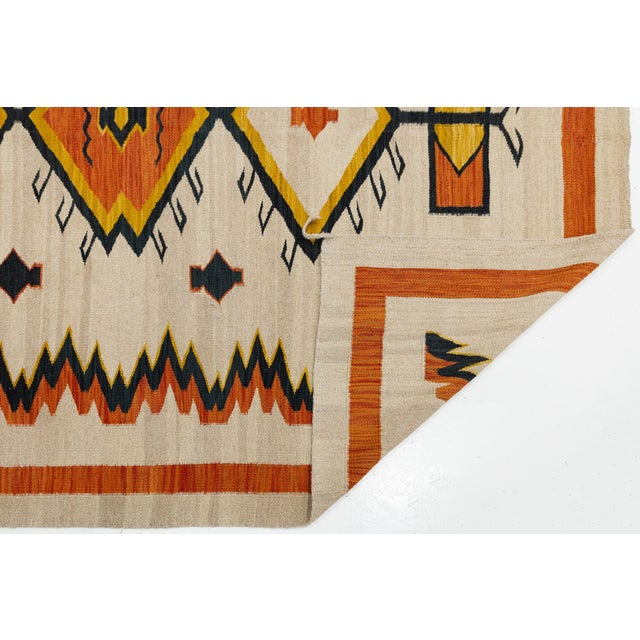 Contemporary Southwest Style Flat-Weave Wool Rug in Terracotta, and Ochre For Sale - Image 4 of 10