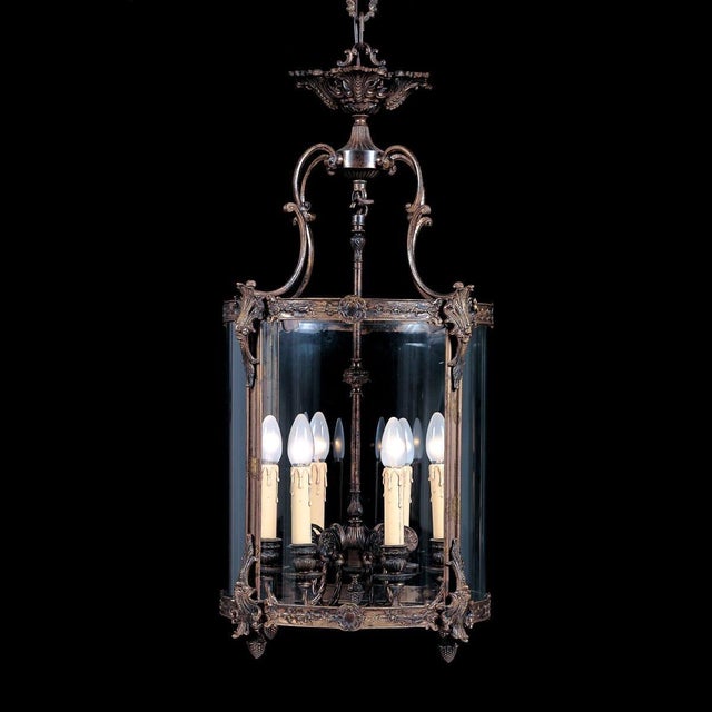 Exuding old-world elegance, this Italian lantern chandelier is masterfully crafted from solid brass and adorned with...