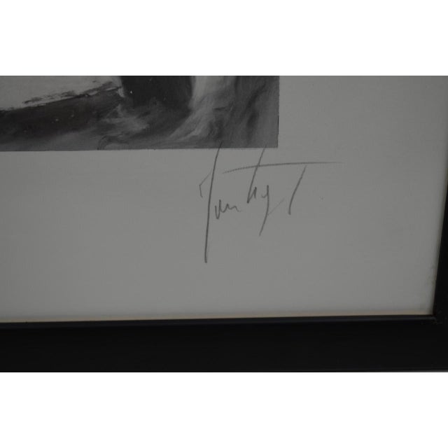 Black 1990s "Portrait of a Woman" Figurative Black and White Lithograph Signed and Numbered 38/70, Framed For Sale - Image 8 of 13