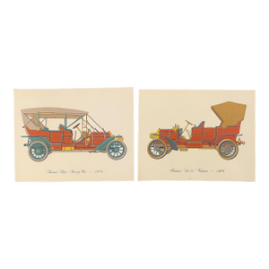 Pair of Antique Car Lithographs by Hornung