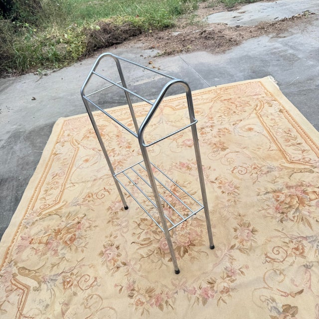 1980s 1980s Post Modern Chrome Freestanding Blanket or Towel Rack For Sale - Image 5 of 12