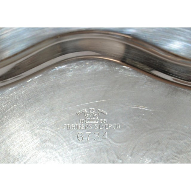 1950s Victorian F. B. Rogers Silver Co. Crown Trademark Round Serving Platter Edelweiss For Sale - Image 11 of 12