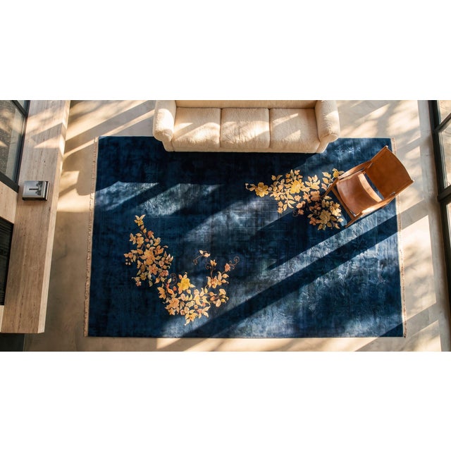 Navy Blue 1930s Chinese Art Deco Carpet ( 11' x 16'9" - 335 x 511 ) For Sale - Image 8 of 8