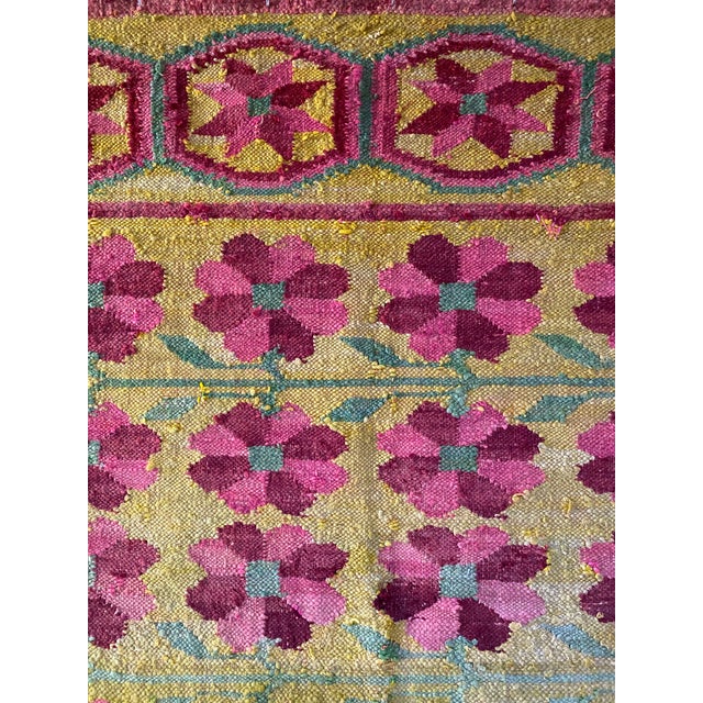 Textile Early-Mid 20th Century Vintage Peruvian Andean Floral Folk Art Textile (74" X 63") For Sale - Image 7 of 18