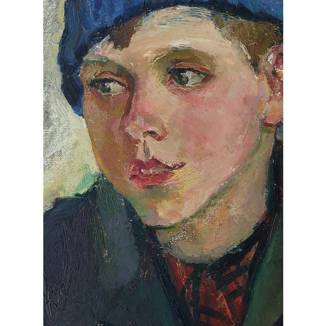 1980s Soviet Child Portrait, Original Oil Painting, Ukrainian Artist 35-26 For Sale - Image 4 of 6