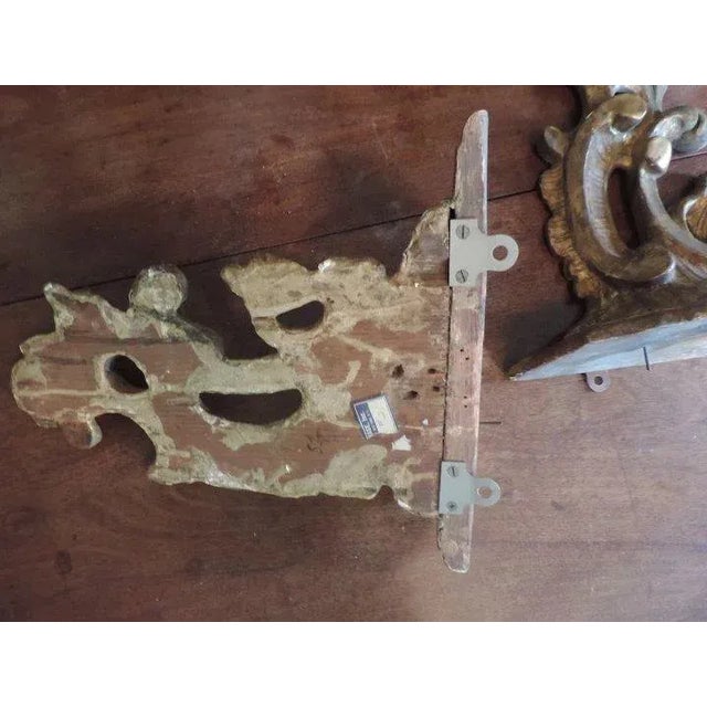 19th Century Chippendale Style Carved Giltwood Wall Brackets - A Pair For Sale - Image 10 of 11