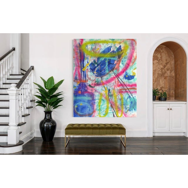 Contemporary "Birds Eye View" Original Mixed Media Abstract Painting on Heavy Canvas For Sale - Image 3 of 5