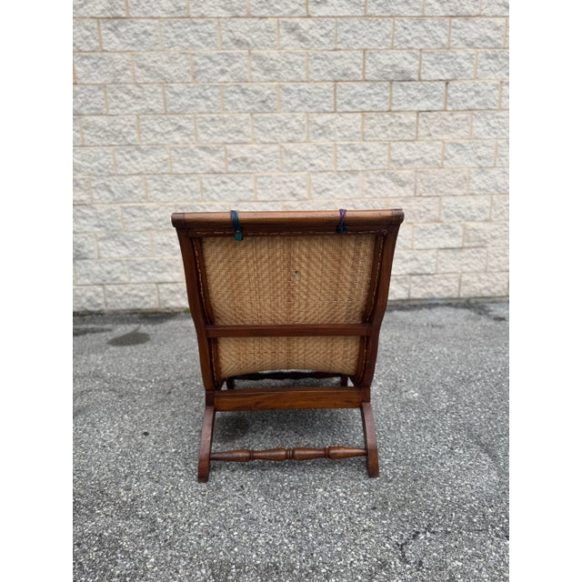 Late 20th Century Colonial Revival Walnut Scroll Arm Caned Lounge Chair For Sale - Image 11 of 12