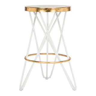 Counter Stool, White & Gold For Sale