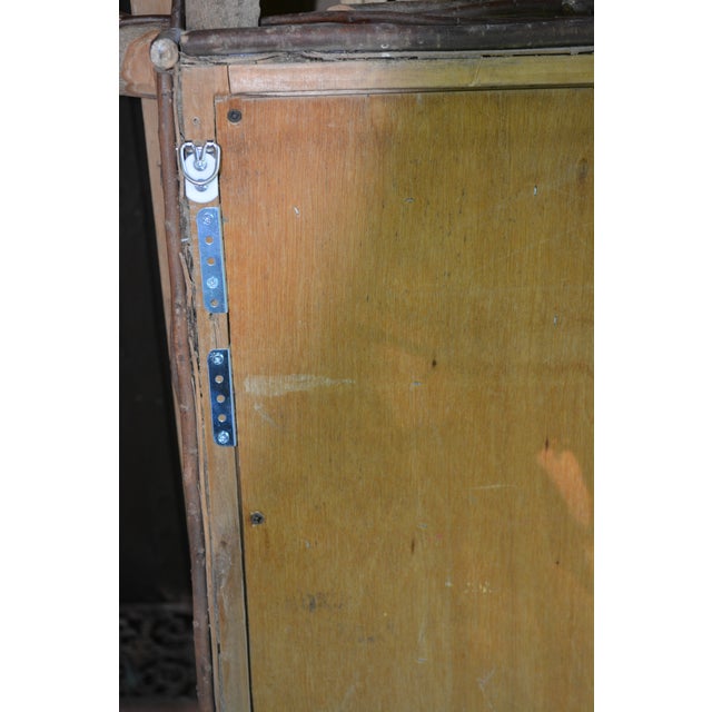 Large 1990s Cabin Lodge Hand Crafted Wood / Log & Twig Square Wall Mirror For Sale - Image 11 of 12