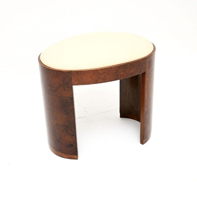 A very stylish and extremely well made Art Deco burr walnut and leather stool. This was made in England, it dates from the...