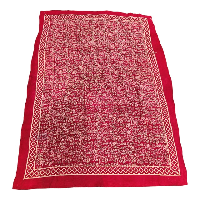 Antique Micro Stitched Bangladesh Kantha Quilt For Sale