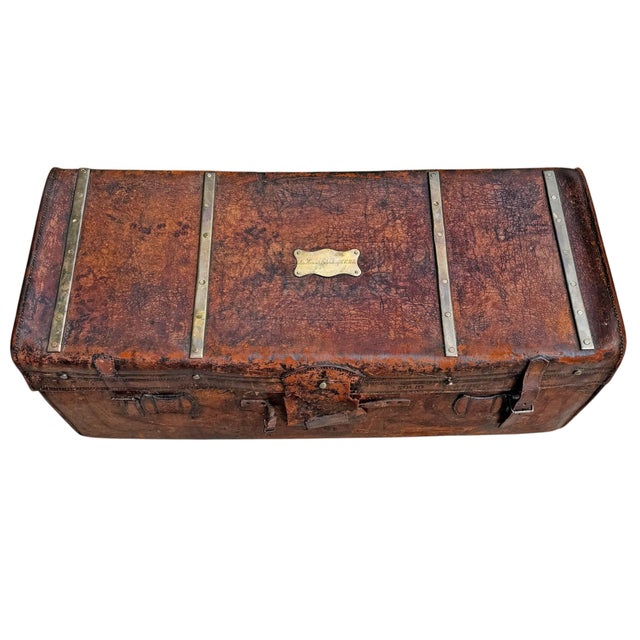 19th Century Leather Portmanteau for Dutch Oil Tycoon Sir Henri Deterding For Sale - Image 4 of 17