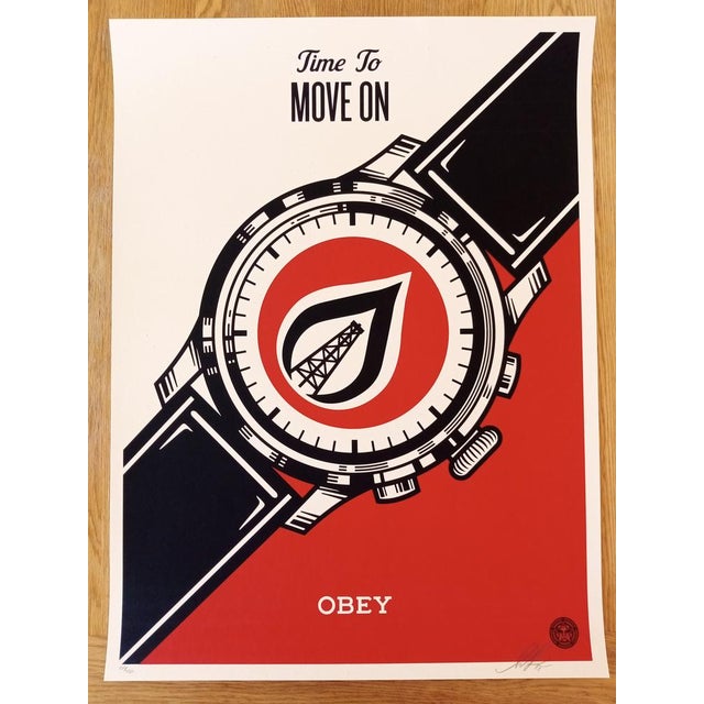 Shepard FaireyObey Time to move on, 2015 Speckletone paper silkscreen. Signed and numbered / 450 copies Dimensions: 61 x...