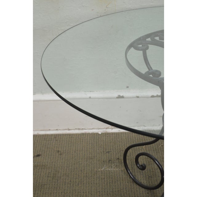 Custom Wrought Iron Base 48" Round Glass Top Dining Table Chairish