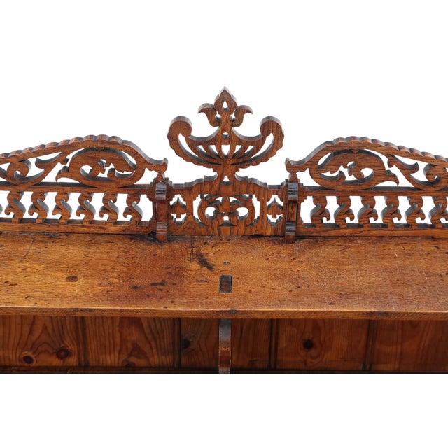 Antique Fret-Cut Waterfall Bookcase in Oak, 1890s For Sale - Image 4 of 9