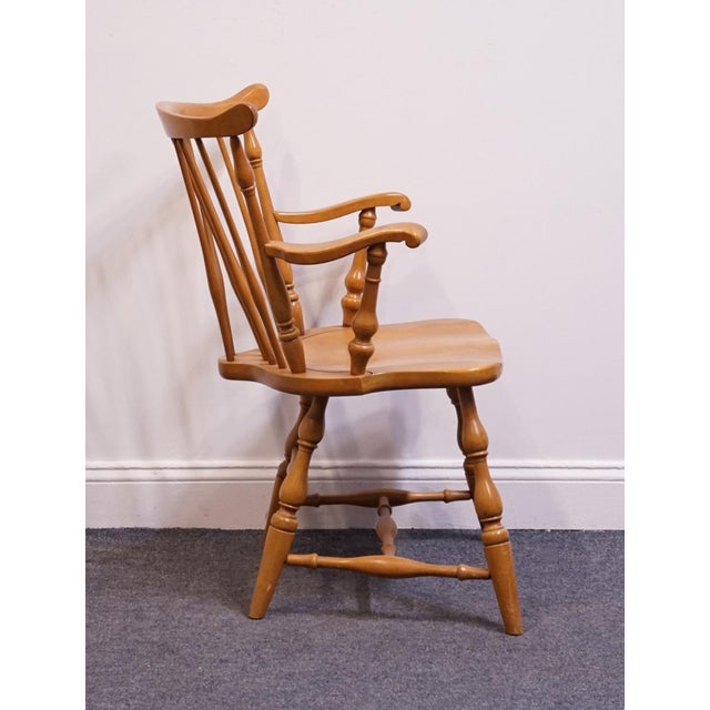 Late 20th Century Pennsylvania House Solid Hard Rock Maple Colonial Early American Fiddleback Duxbury Windsor Dining Arm Chair 1059-110a For Sale - Image 5 of 12