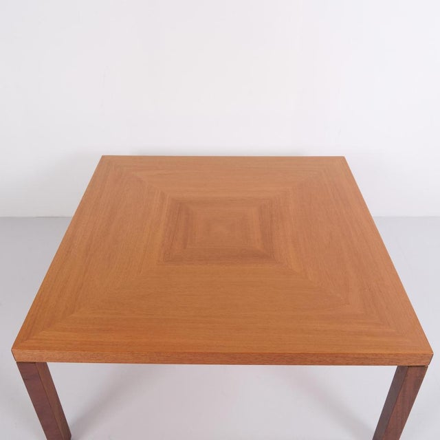 Large square coffee table in light mahogany by erik jørgensen møbelfabrik. Danish design with clean lines and timeless...