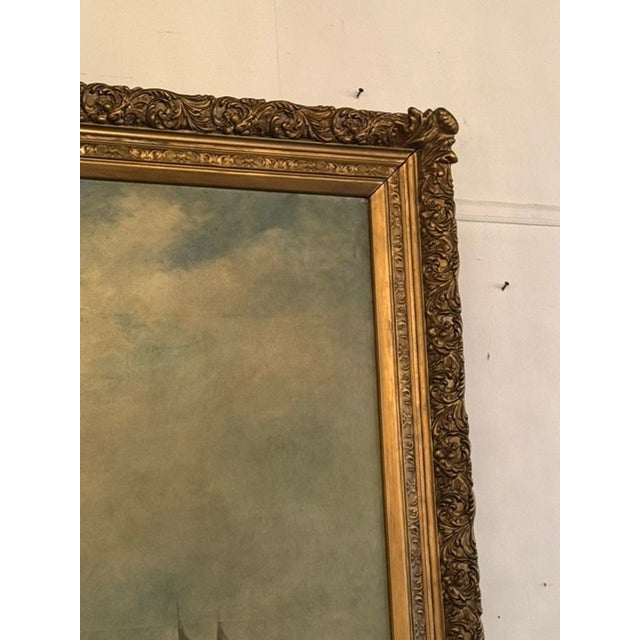 Blue Large Italian Venetian Scene Oil on Canvas For Sale - Image 8 of 8