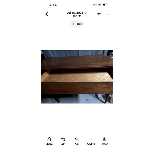 1950s 1950s Attributed to Hooker Furniture Mid Century Modern , Large Writing Desk in Walnut For Sale - Image 5 of 8