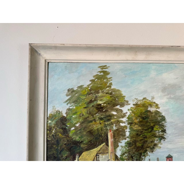 Wood 1970's Vintage Countryside Cottage Landscape Oil Painting, Framed For Sale - Image 7 of 11