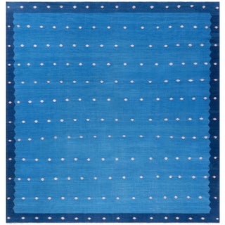 Doris Leslie Blau Mid-Century Indian Dhurrie Light Blue Flatweave Cotton Rug For Sale