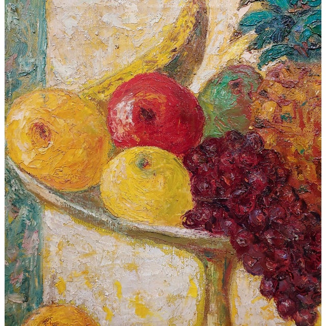 1960s Max Michel Agostini - Still Life Centerpiece of Fruits -Oil Painting For Sale - Image 5 of 10