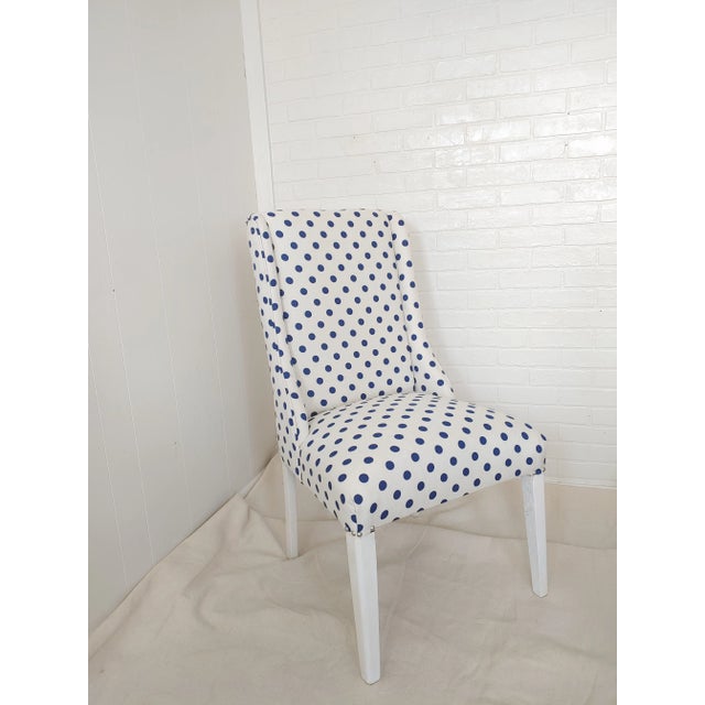 Vintage Art Deco Accent Chair in Linen Polka Dot Upholstery For Sale - Image 13 of 13