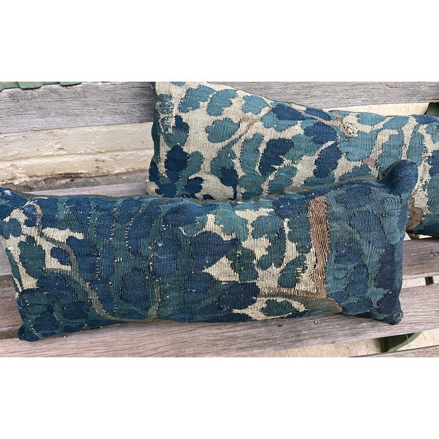 A Pair of 18th Century Pillow With Verdure Tapestry For Sale - Image 4 of 12