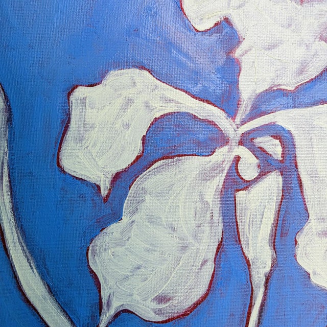 Original Framed Botanical Iris Painting White Flower Wall Art by Tatiana Dupeault For Sale - Image 4 of 4