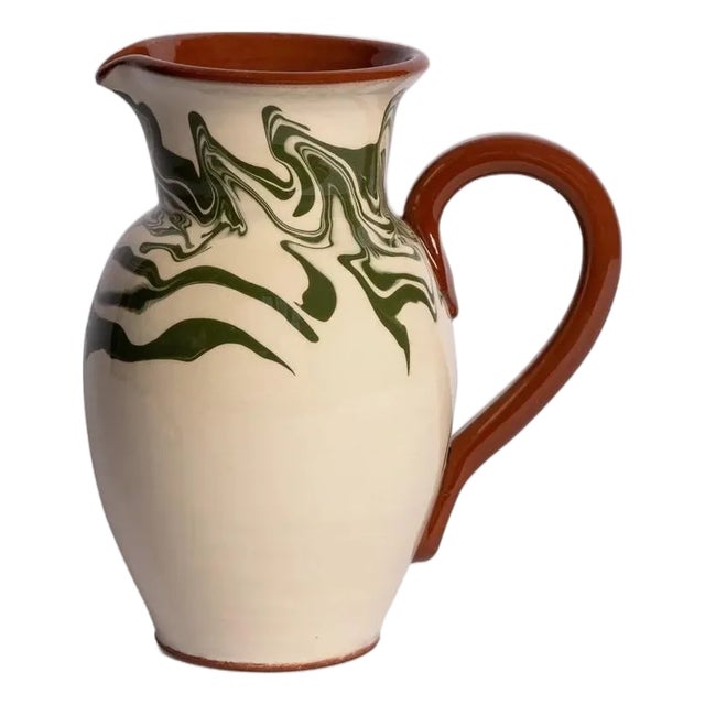Sharland England Marbre Marbled Jug with Green Accent For Sale