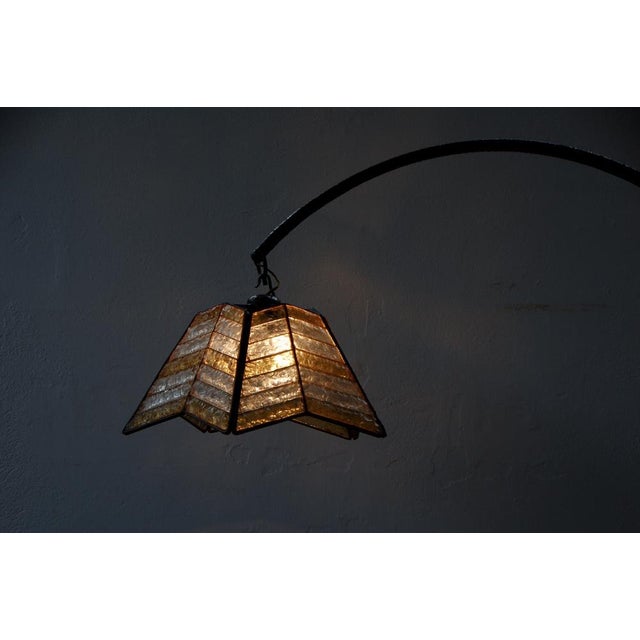 Large Arc Wall Lamp in Wrought Iron & Mosaic Glass, 1930s For Sale - Image 10 of 18