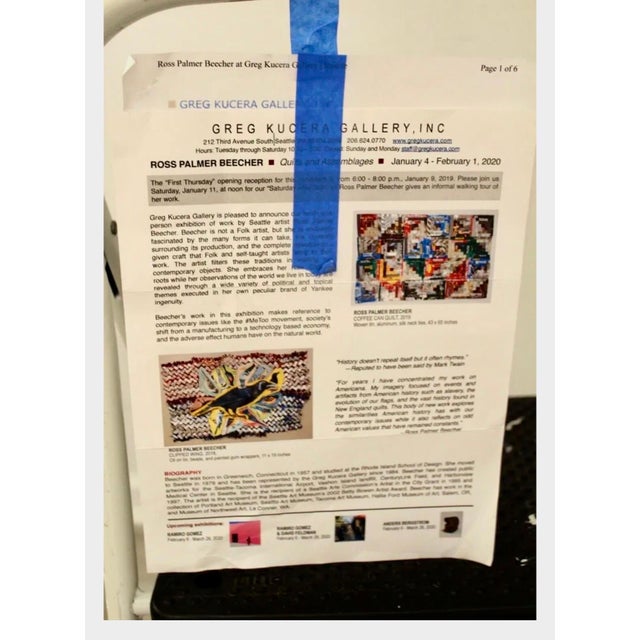 Ross Palmer Beecher, Abstract Red Blue Folk Art Americana Flag Can Tapestry Quilt Ross Palmer Beecher, c.1988 For Sale - Image 4 of 18