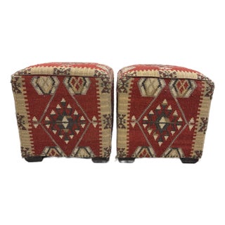 Pair of Southwest Style Ottoman Cubes For Sale