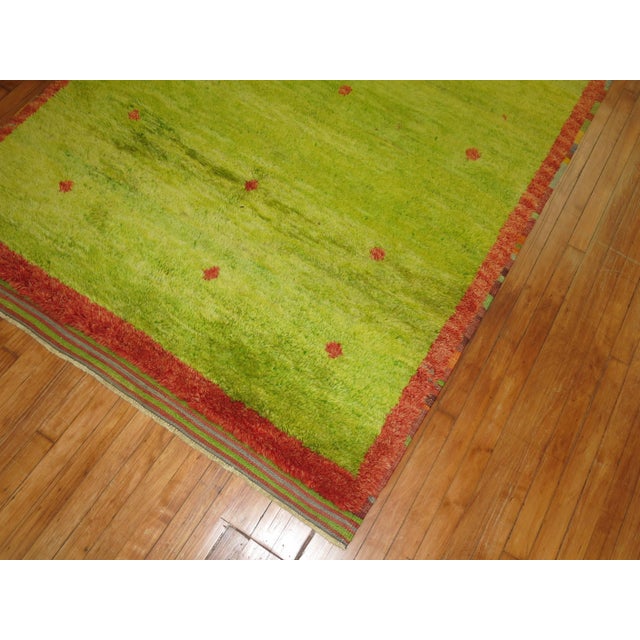 Lime Green Vintage Turkish Tulu Pile Rug For Sale - Image 4 of 6
