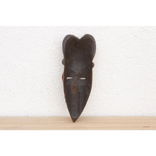 Wood Polished Brown African Mask Wall Art For Sale - Image 7 of 7