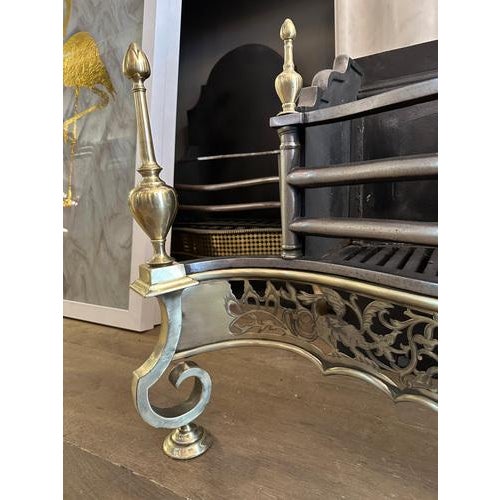 Late 19th Century Antique English Regency Style Brass and Steel Fire Grate, 1880 For Sale - Image 5 of 14