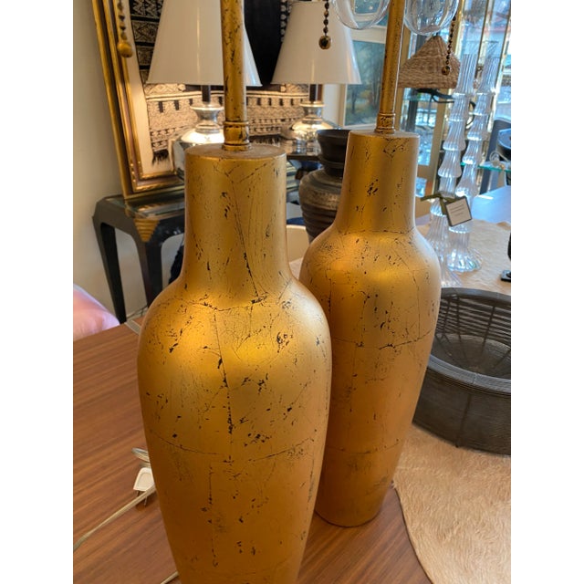 1980s Gilt Vase Shape Lamps - a Pair For Sale In New York - Image 6 of 7