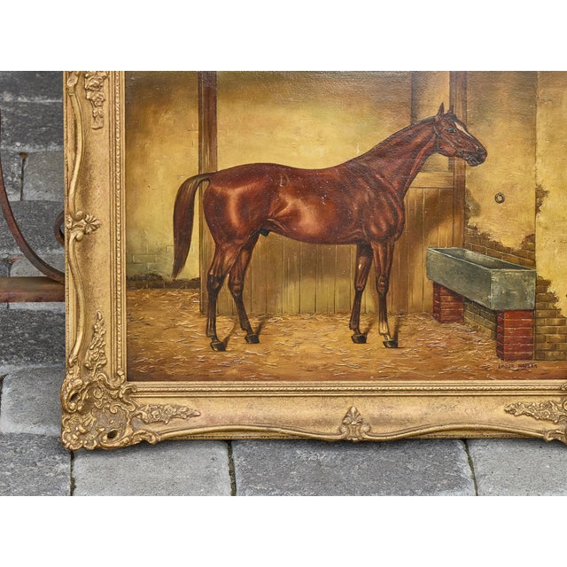 Wood American Equestrian Oil on Board Signed Louis Nadler, Early 20th Century For Sale - Image 7 of 12